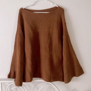 Over the shoulder sweater, flared sleeves